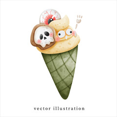 skull and eyeball ice cream for Halloween party element decoration