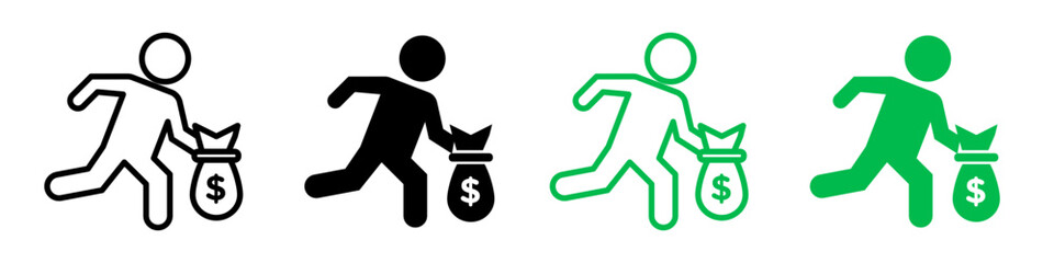 Thief icon logo set vector