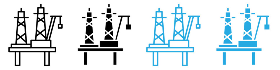 Oil platform icon logo set vector