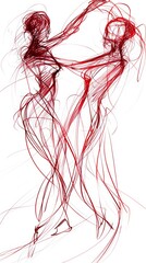 Hand-Drawn Sketch of Two Dancers in Motion. Generative AI