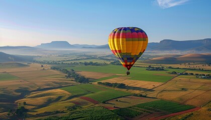 Vibrant Hot Air Balloon Adventure at Dusk in Magaliesburg Valley, Gauteng, South Africa