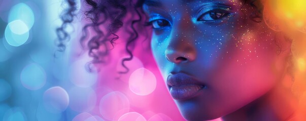 Obraz premium lgbt bisexual person A beautiful portrait of a bisexual person, with a backdrop of bi pride colors and subtle lighting
