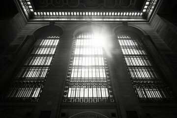 perspective of window element in Grand Central Terminal new york black & white - Powered by Adobe