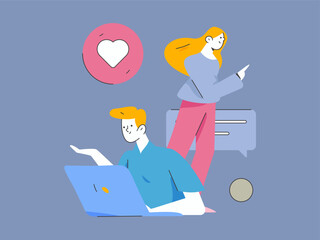 Communicate with consultants flat vector character concept operation hand drawn illustration
