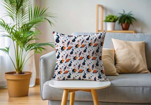 Minimalist Square Pillow Mockup Template