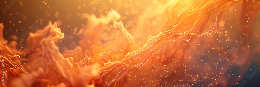 Wall mural cyberpunk tech fluid background abstraction ui ux modern trendy design. place for text. orange peach
