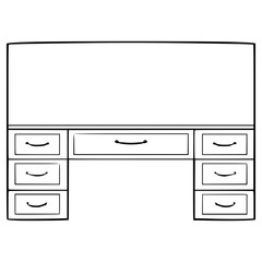 desk illustration hand drawn outline vector