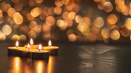 Elegant backdrop featuring glowing candles and soft bokeh, perfect for Candlemas Day celebrations