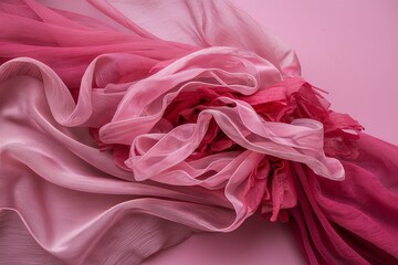 Obraz premium Delicate pink organza chiffon fabric background