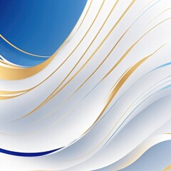 White and Gold Gradient Soft Waving Lines with gradient blue Abstract Background