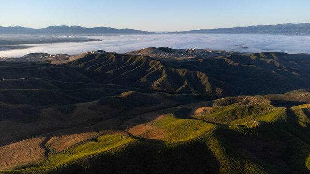 Morning Fog over Santa Clarita Valley, Los Angeles County, California 