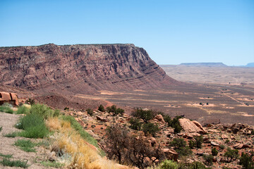 Scenic view of Grand Canyon. Overlook panoramic view National Park in Arizona. Valley view at dusk.
