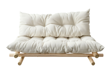 White Cushion Sofa with Wooden Frame