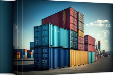 Neatly Arranged Cargo Containers in Warm Evening Light on port.