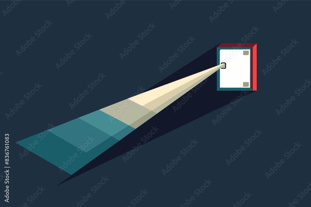 Leinwandbilder a computer screen with a light coming out of it, minimalist vector light switch casting a beamlight into darkness, symbolizing the powerchoice