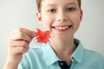 Dental plate. Expansion of the jaw in a child. A plate to heaven. There is not enough room for the...