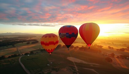 Obraz premium Skyward Soaring: A Journey through the Clouds in a Hot Air Balloon