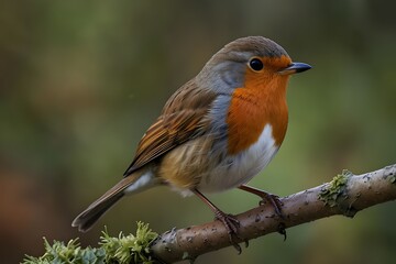 Robin redbreast ( Erithacus rubecula) bird a British European garden songbird with a red or orange breast often found on Christmas cards