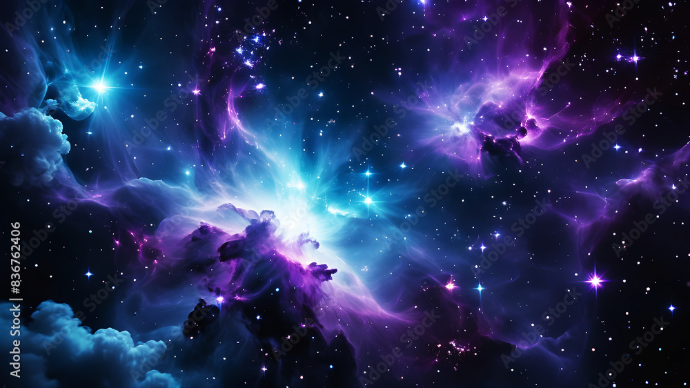Poster generate an abstract background that resembles a mystical nebula in space. use a rich palette of dee