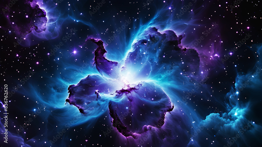 Poster generate an abstract background that resembles a mystical nebula in space. use a rich palette of dee