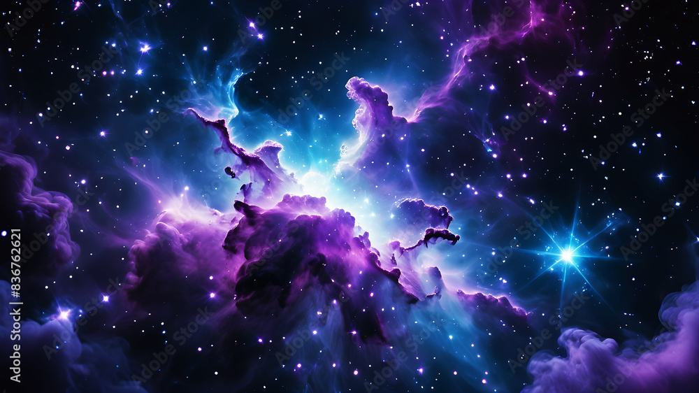 Poster generate an abstract background that resembles a mystical nebula in space. use a rich palette of dee