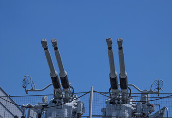 anti aircraft guns on a world war two warship
