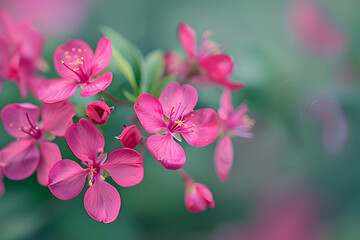Obraz premium Cherry blossom flowers in a serene garden setting. Tranquil floral beauty