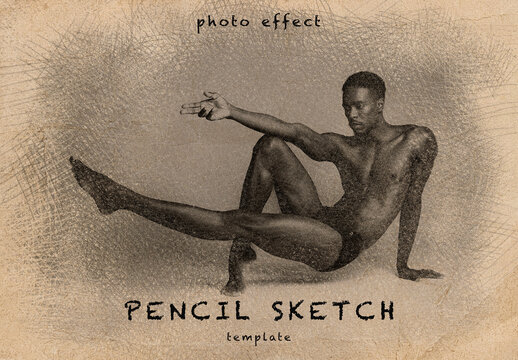 Pencil Hand Drawing Photo Effect. Old Vintage Sketch Template