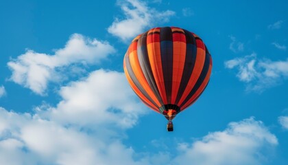 Naklejka premium Unleashing Serenity: The Majestic Flight of a Floating Hot Air Balloon in the Sky