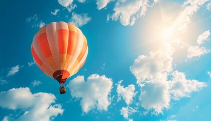 Fototapeta premium Up, Up, and Away: A Magical Journey in a Hot Air Balloon Through the Clouds