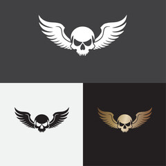 Obraz premium Bold Gothic Winged Skull Vector, Dark Themed Skull and Wings Design