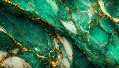 Obraz premium Abstract green marble textured background. Fluid art modern wallpaper