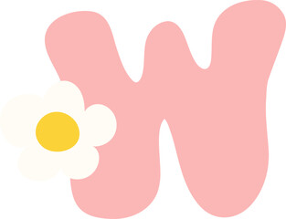 Retro groovy flower font W