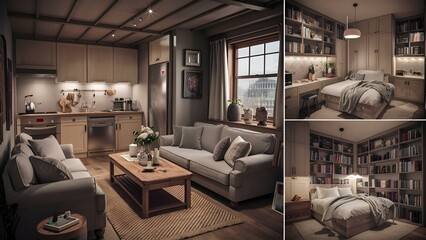designed 3D renderings for a comfortable small home interior