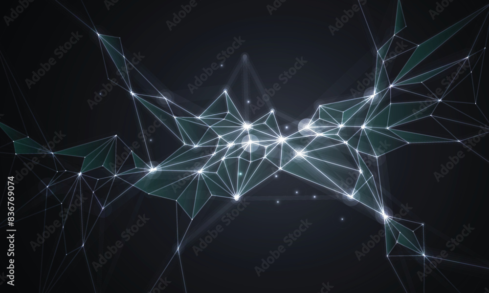 Poster connected polygons plexus vector background, digital data visualization. vector illustration.