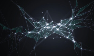Connected polygons plexus vector background, digital data visualization. vector illustration.