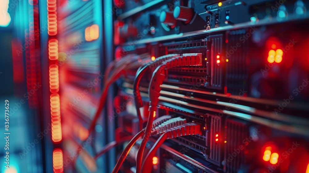 Poster optimizing data transmission with structured cabling and switches.