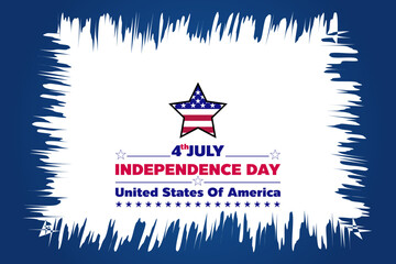 4 of july happy USA Independence day holiday on blue background with the United States flag star shape and 4th of July typography vector illustration for design template.