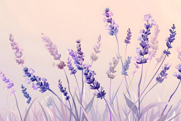 Obraz premium Cluster of fragrant lavender flowers, delicate petals swaying in the gentle breeze. Serene natural beauty