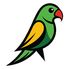 Solid color Carolina Parakeet bird animal vector design
