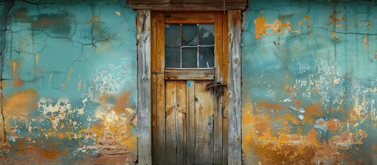With a glass window set within weathered wood, this old door exudes vintage charm and nostalgia, telling tales of its rich history and character.  