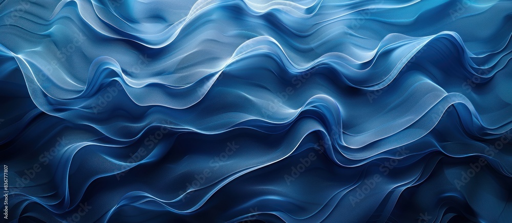 Poster the image features a blue background with wavy lines running through it the lines create a sense of 