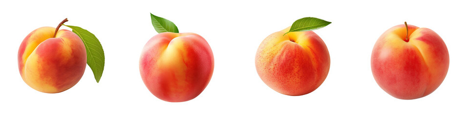 Collection of peach isolated on transparent or white background