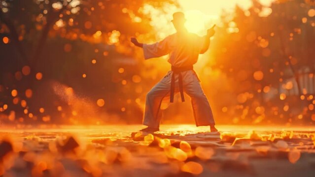 Athletes are practicing martial arts.