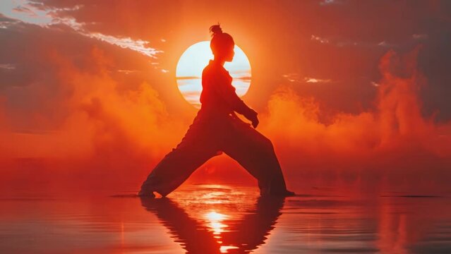 Athletes are practicing martial arts.
