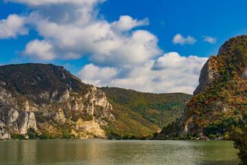 Serene autumn landscape in the majestic Danube gorge, Serbia