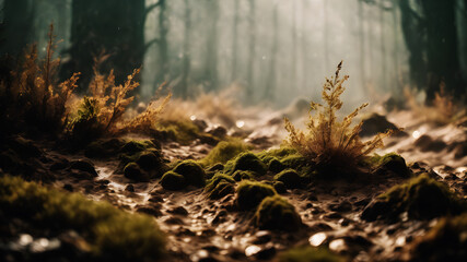 Create an abstract background with multiple textured layers in earthy tones such as brown, beige, and olive green. The textures should include elements like rough brush strokes, splatters, and grainy 