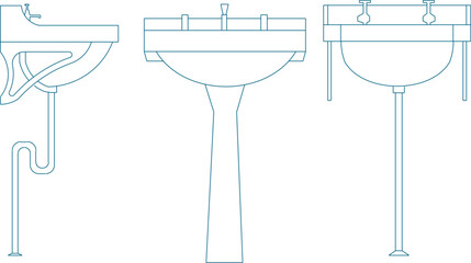 Vector illustration sketch of detailed design of bathroom furniture, bathroom sink for hand washing