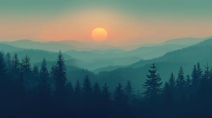 Minimalist Landscape: Tranquil Mountain View Computer Wallpaper