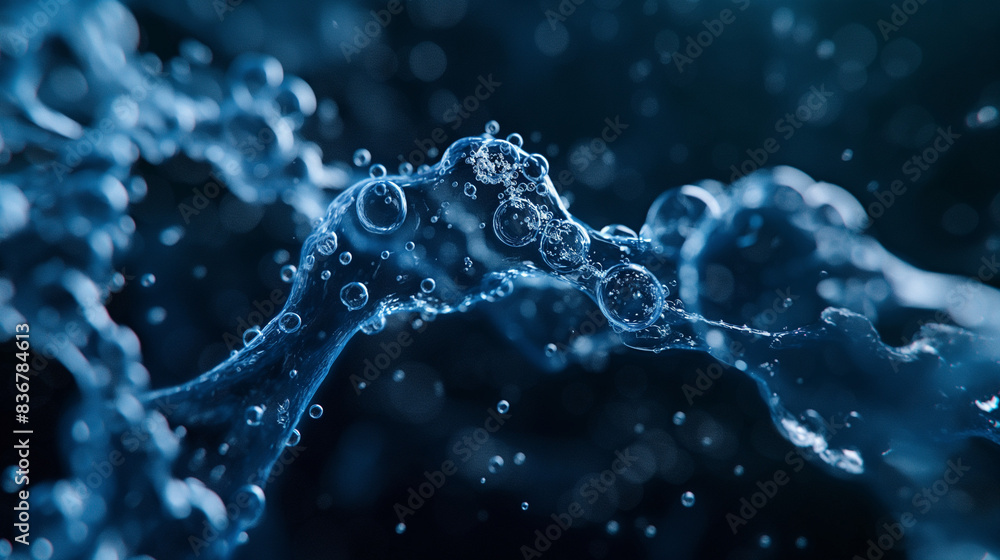 Poster full frame of molecular structure of liquids in motion.